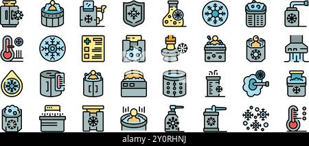 Collecte de procédure de cryothérapie avec des personnes se relaxant dans un bain froid et du matériel médical pour le traitement Illustration de Vecteur