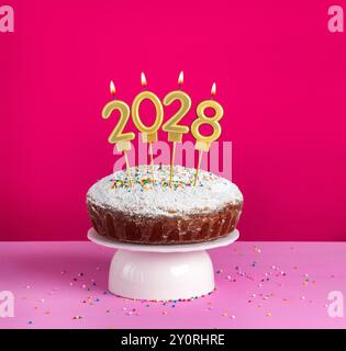 Bougies numéro 2028 pour bonne année - célébration du nouvel an Banque D'Images