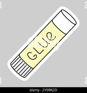 Autocollant avec tube de bâton de colle, illustration vectorielle de style doodle Illustration de Vecteur