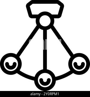 Cette icône d'une topologie de réseau représente une structure décentralisée, mettant l'accent sur la connectivité et la répartition égale Illustration de Vecteur