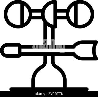 Icône vectorielle linéaire simple représentant une girouette, un instrument utilisé pour indiquer la direction du vent Illustration de Vecteur