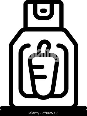 Cette icône vectorielle simple représente une bouteille de spray de poivre de paprika, présentant l'emballage de sauce épicée Illustration de Vecteur