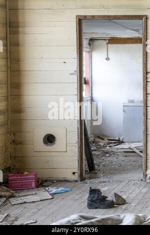 Bâtiment administratif abandonné, Estancia San Gregorio, Puente Alto, région métropolitaine, Chili, Amérique du Sud Banque D'Images