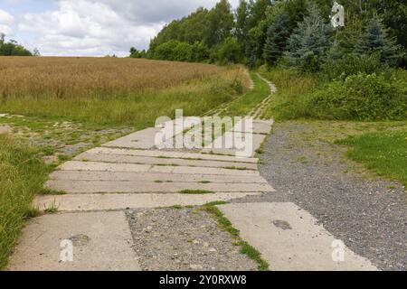 L'ancienne tour frontalière de la RDA à Bartolfelde, entre Bartolfelde et Bockelnhagen, est située sur la ceinture verte. Route des colonnes pour la patrouille frontalière de la RDA Banque D'Images