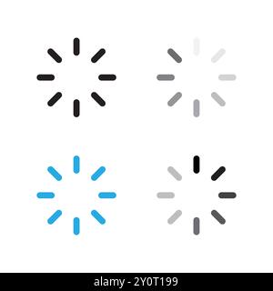 Chargement de l'ensemble d'icônes. Symboles de progression circulaires. Indicateurs de chargeur rotatif. Éléments de design minimaliste. Illustration de Vecteur