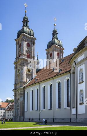 Les tours jumelles de la collégiale, équipées Cathédrale de Gall, Patrimoine mondial de l'UNESCO, quartier du monastère, vieille ville de Gall, Canton de parfait G. Banque D'Images