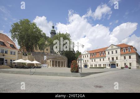 Place du marché avec ancienne garde, château, Sondershausen, Thuringe, Allemagne, Europe Banque D'Images