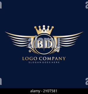 Lettre BD initiale avec le logo Royal Wing Illustration de Vecteur