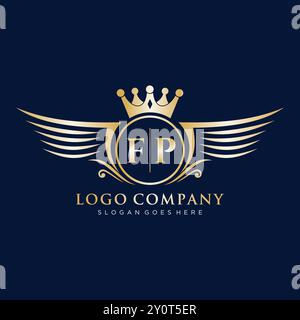 Lettre FP paraphe du logo Royal Wing Illustration de Vecteur