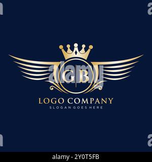 Lettre GB initiale avec logo Royal Wing Illustration de Vecteur