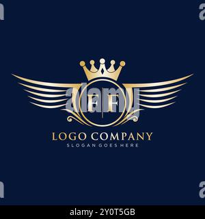 Lettre FF initiale avec logo Royal Wing Illustration de Vecteur