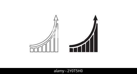 Icône de graphique à barres croissant sur la ligne circulaire. Vecteur de symbole de flèche montante Illustration de Vecteur