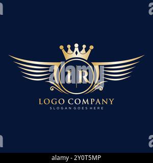 Lettre IR initiale avec le logo Royal Wing Illustration de Vecteur