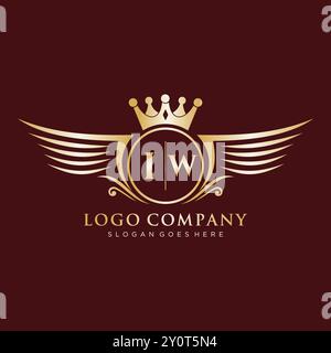 Lettre IW initiale avec le logo Royal Wing Illustration de Vecteur