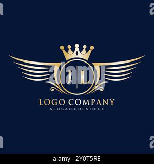 Lettre JL initiale du logo Royal Wing Illustration de Vecteur