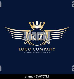 Lettre KZ initiale avec logo Royal Wing Illustration de Vecteur