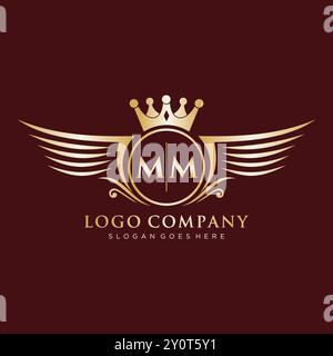 Lettre MM initiale avec logo Royal Wing Illustration de Vecteur