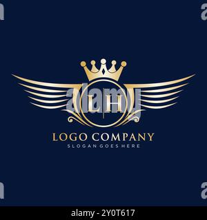 Lettre LH initiale avec logo Royal Wing Illustration de Vecteur