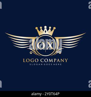 Lettre OX initiale avec le logo Royal Wing Illustration de Vecteur