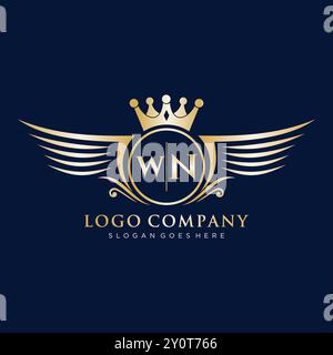 Lettre WN initiale du logo Royal Wing Illustration de Vecteur