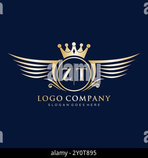 Lettre ZT initiale avec logo Royal Wing Illustration de Vecteur