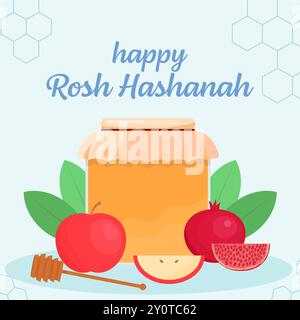 happy rosh hashanah illustration dans un style de conception plat Illustration de Vecteur