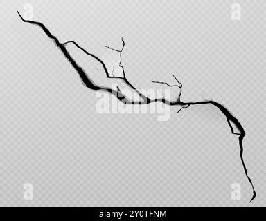 Texture de fissure de paroi. Effet de ligne de sol brisée. Tremblement de terre destruction réaliste. graphique isolé de fissure de surface de verre ou de plancher 3d. Conception de peinture de béton de ruine ou d'asphalte sur fond transparent Illustration de Vecteur