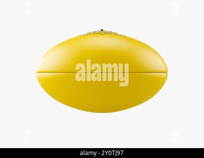 Un ballon de football générique jaune aussie Rules sans marque sur un fond de studio isolé - rendu 3D. Banque D'Images