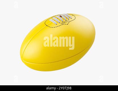 Un ballon de football générique jaune aussie Rules sans marque sur un fond de studio isolé - rendu 3D. Banque D'Images