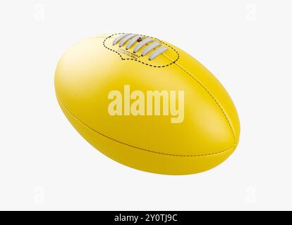 Un ballon de football générique jaune aussie Rules sans marque sur un fond de studio isolé - rendu 3D. Banque D'Images