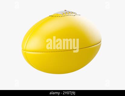 Un ballon de football générique jaune aussie Rules sans marque sur un fond de studio isolé - rendu 3D. Banque D'Images