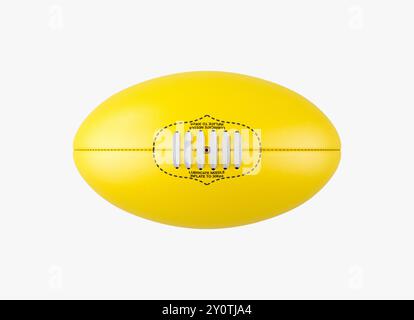 Un ballon de football générique jaune aussie Rules sans marque sur un fond de studio isolé - rendu 3D. Banque D'Images