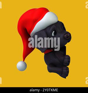 Amusant dessin animé en 3D Santa Labrador retriever Banque D'Images