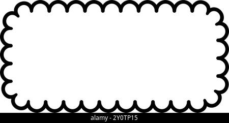 Cadre rectangulaire festonné. Bordure carrée à bord festonné. Forme simple d'étiquette et d'autocollant. Cadre en dentelle à silhouette florale. Illustration vectorielle Illustration de Vecteur