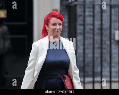 Londres, Royaume-Uni, 3 septembre 2024. Louise Haigh, députée, secrétaire d'État aux Transports quitte le 10 Downing Street après la réunion du Cabinet. Banque D'Images