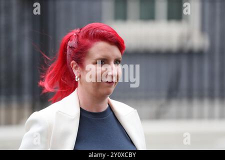 Londres, Royaume-Uni, 3 septembre 2024. Louise Haigh, députée, secrétaire d'État aux Transports quitte le 10 Downing Street après la réunion du Cabinet. Banque D'Images