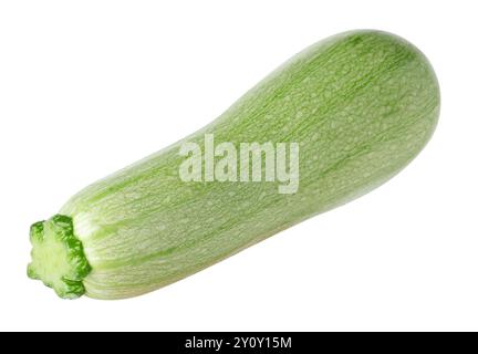 Une courgette fraîche mûre isolée sur blanc Banque D'Images