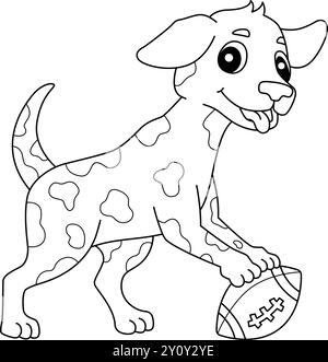 Chien de football américain jouant à la coloration isolée Illustration de Vecteur