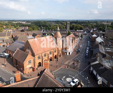 Market Hall Building, High Town, Sandbach, Cheshire, Angleterre, antenne Banque D'Images