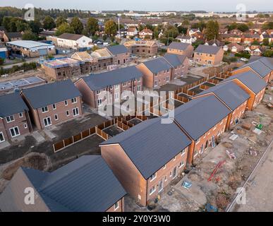 Wharton Road construction de logements neufs, Winsford, Cheshire, Angleterre, gros plan aérien Banque D'Images