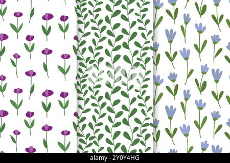 Ensemble de motifs floraux sans couture doodle Illustration de Vecteur