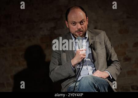 Berlin, Allemagne. 03 septembre 2024. Vladimir Kara Murza, politicien de l'opposition russe, a prononcé des discours lors de sa première apparition publique à Berlin après sa libération d'une prison russe suite à un échange de prisonniers politiques début août 2024. (Photo de Vasily Krestyaninov/SOPA images/SIPA USA) crédit : SIPA USA/Alamy Live News Banque D'Images
