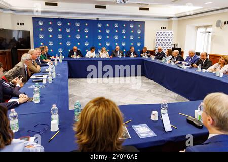 Roma, Italie. 04th Sep, 2024. Un momento della riunione dell'Esecutivo nazionale di Fratelli d'Italia a Roma, Mercoled&#xec;, 4 Settembre 2024 (Foto Roberto Monaldo/LaPresse) Un moment de la fête de l'exécutif national des Frères d'Italie à Rome, mercredi 4 septembre 2024 (photo de Roberto Monaldo/LaPresse) crédit : LaPresse/Alamy Live News Banque D'Images