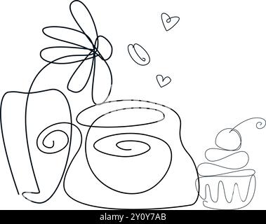 tasse de thé avec des fleurs. Une collection de tasses de fleurs en porcelaine remplies de thé ou de café. L'heure du thé. Plats à fleurs pour carte de voeux. Illustration vectorielle Illustration de Vecteur