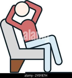 Jeune homme se relaxant sur un fauteuil confortable à la maison Illustration de Vecteur