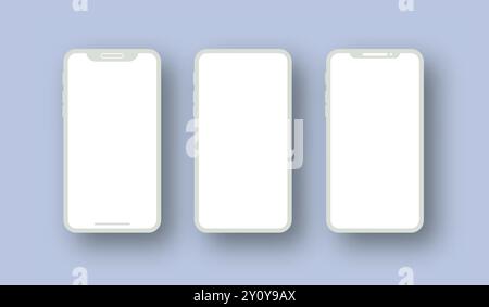 Ensemble de smartphone moderne de maquette en argile réaliste avec écran blanc. Modèle pour la présentation de l'interface de conception d'interface utilisateur ou infographie. Vecteur Illustration de Vecteur