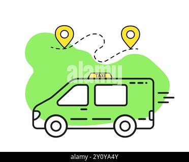 Coursier roule le long de la route sur un livrant des ordres à différents points. Illustration de Vecteur