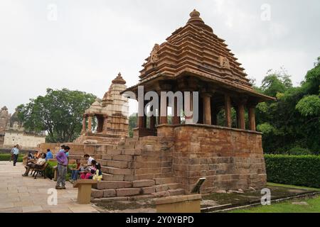 Temple de Lakshmi et Varaha. Khajuraho Groupe de monuments. Chhatarpur, Madhya Pradesh, Inde. Banque D'Images