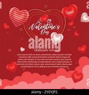 Carte de Saint-valentin joyeuse, bannière de Saint-valentin, fond vectoriel de jour de la saint-valentin heureuse, image de jour de la saint-valentin heureuse, 14 février Illustration de Vecteur