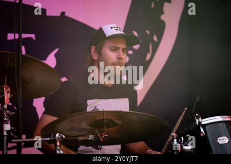 Trondheim, Norvège. 17 août 2024. Le groupe punk norvégien anti-Lam Front perferm un concert live lors du festival de musique norvégien Pstereo Festival 2024 à Trondheim. Banque D'Images